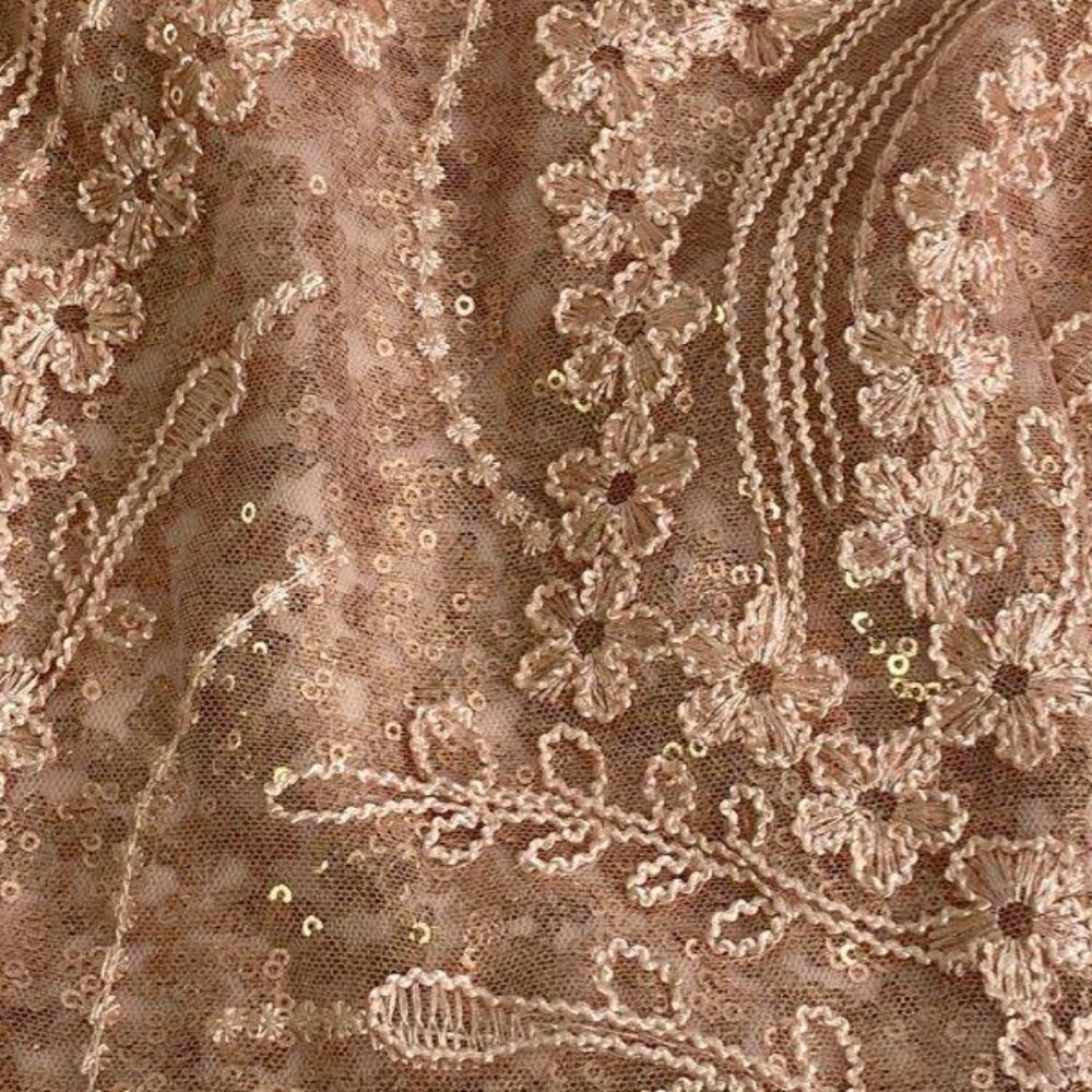 Wedding Guest Adrianna Papell Blush Sequin Lace Gown Size 6 Elegant Formal - Picture 9 of 9